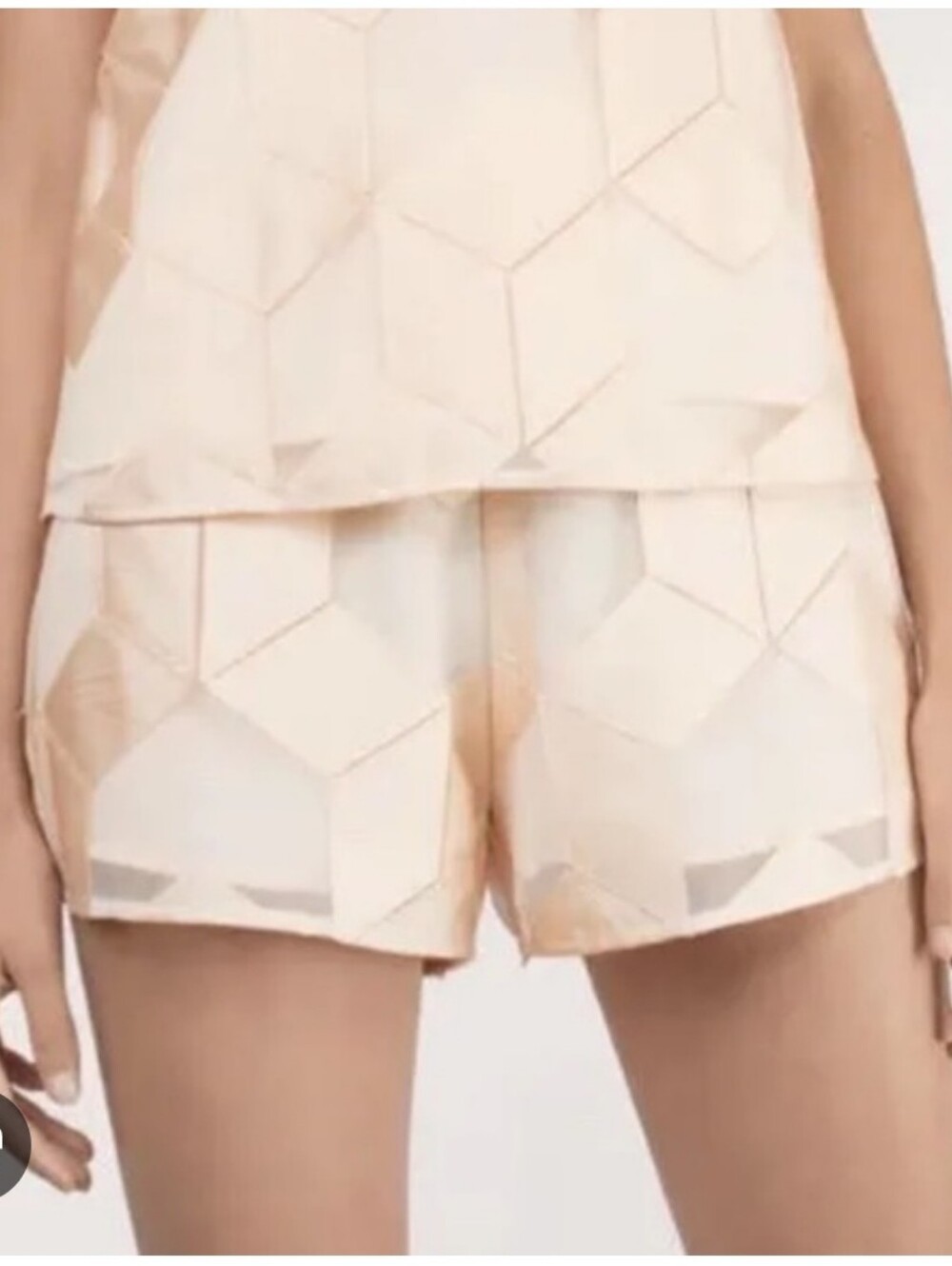 Nwt FINDERS KEEPERS NUDE CUBE Womens Cream Geometric Pattern Shorts Y2K Festival
